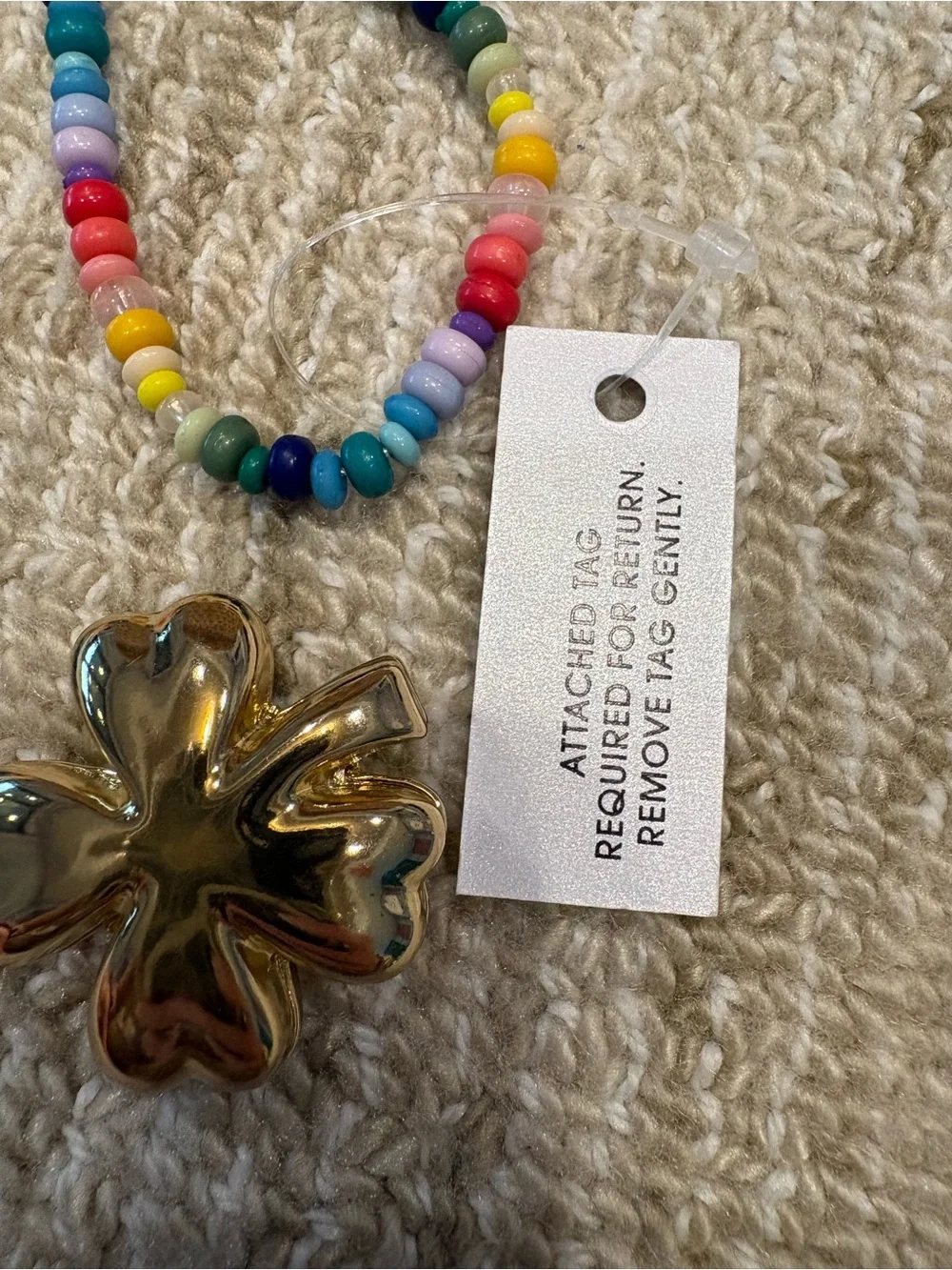 BaubleBar Multi-Color Beaded Gold Clover bag charm